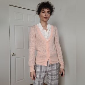 Sessùn Women's Cotton And Silk Pink Fitted Cardigan Sweater